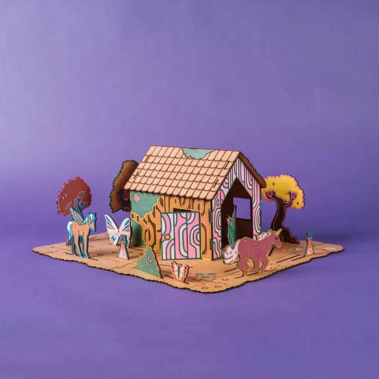 Enhjørning trælegetøj sæt til undervisning, kreativitet og fantasi for børn