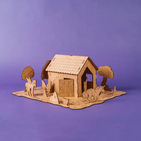 Enhjørning trælegetøj sæt til undervisning, kreativitet og fantasi for børn