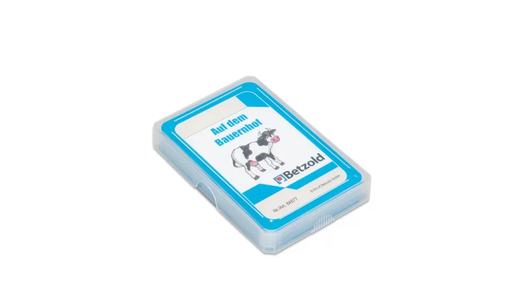 Lær tysk med kortspil til ordforråd om bondegården.