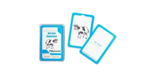 Lær tysk med kortspil til ordforråd om bondegården.