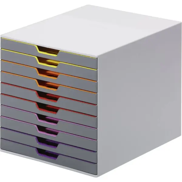 Skuffeboks med 10 skuffer. Varicolor fra Durable. Ekstrem praktisk til dit kontor og din forberedelse.