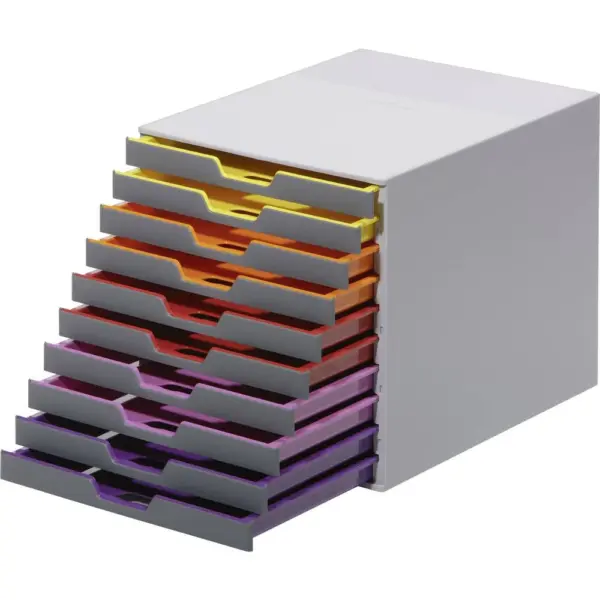 Skuffeboks med 10 skuffer. Varicolor fra Durable. Ekstrem praktisk til dit kontor og din forberedelse.