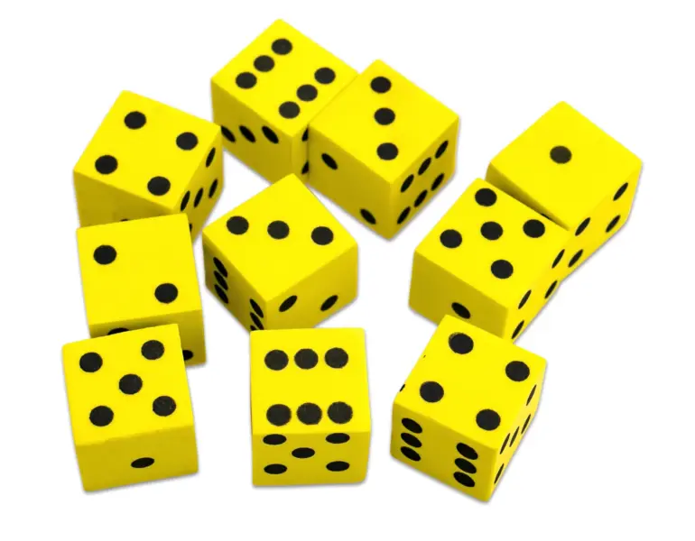 Skumterninger med øjne gul 10 stk