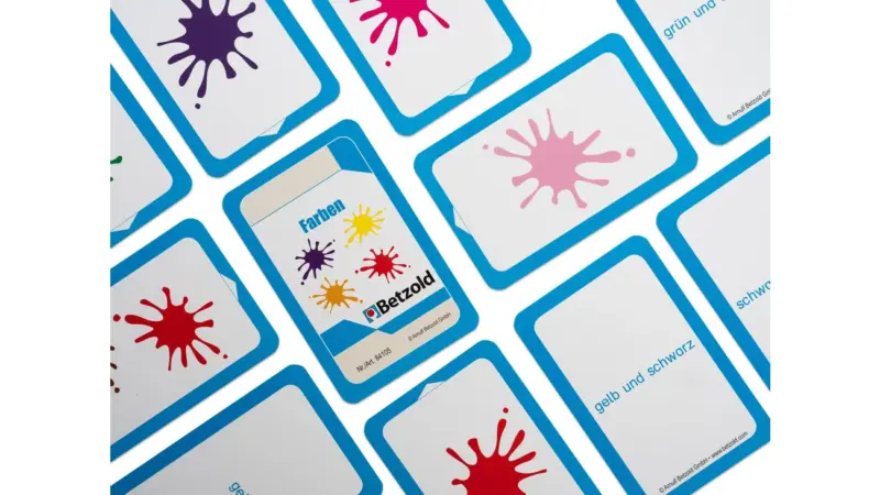 Kortspil til tyske farver. Undervisning i Tysk.