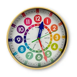 Vægur til børn lydløst- Læringsur til at lære klokken. Børneur.