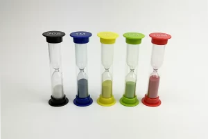 Timeglas sæt 5 styk. 5 farver