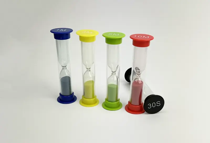 Timeglas sæt 5 styk. 5 farver