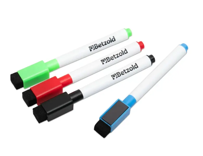 Whiteboard-Penne Sæt med Slettefilt og Magnet, 4 stk i 4 Farver