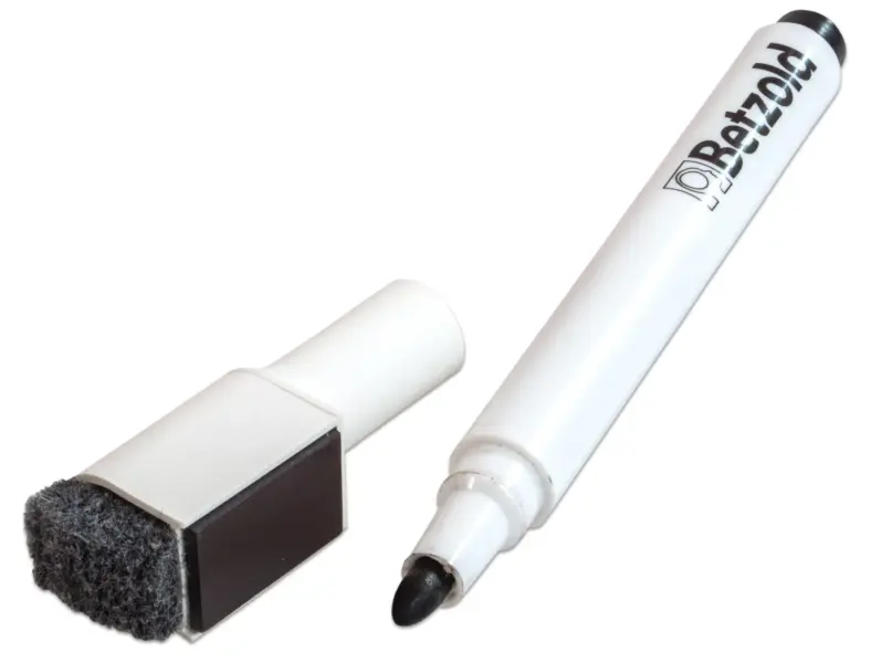 Whiteboard Pen Sort med tavlesvamp