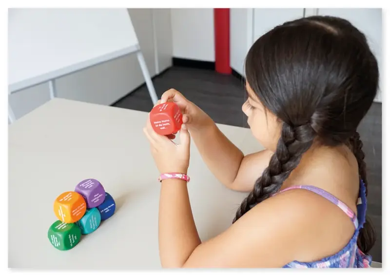 Terninger "Geschichten", 6 stk., 4 cm til Tyskundervisningen