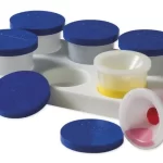 Farvebøtter, 250 ml. 6 stk. i Bakke