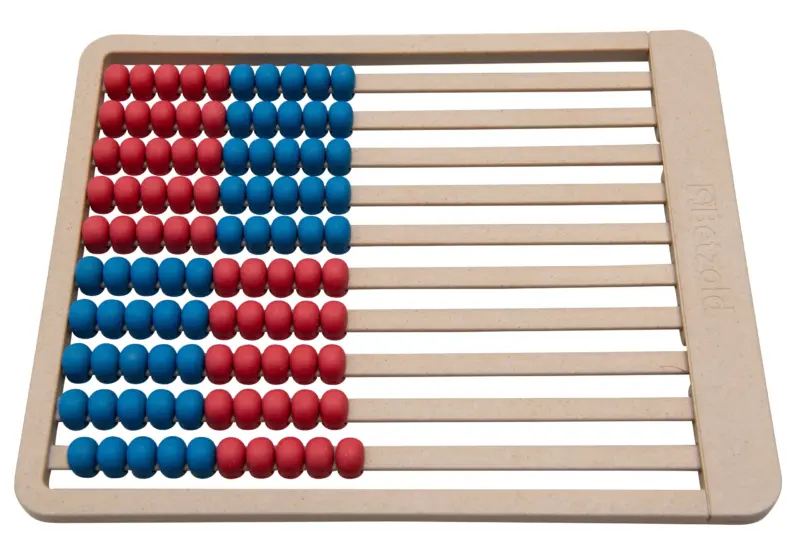 Flad Tælleramme "Betzold" med 100 Kugler - Rød / Blå