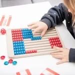 Flad Tælleramme "Betzold" med 100 Kugler - Rød / Blå