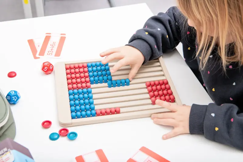 Flad Tælleramme "Betzold" med 100 Kugler - Rød / Blå