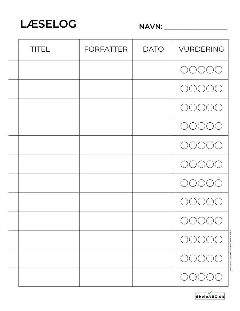 Læselog – simpel