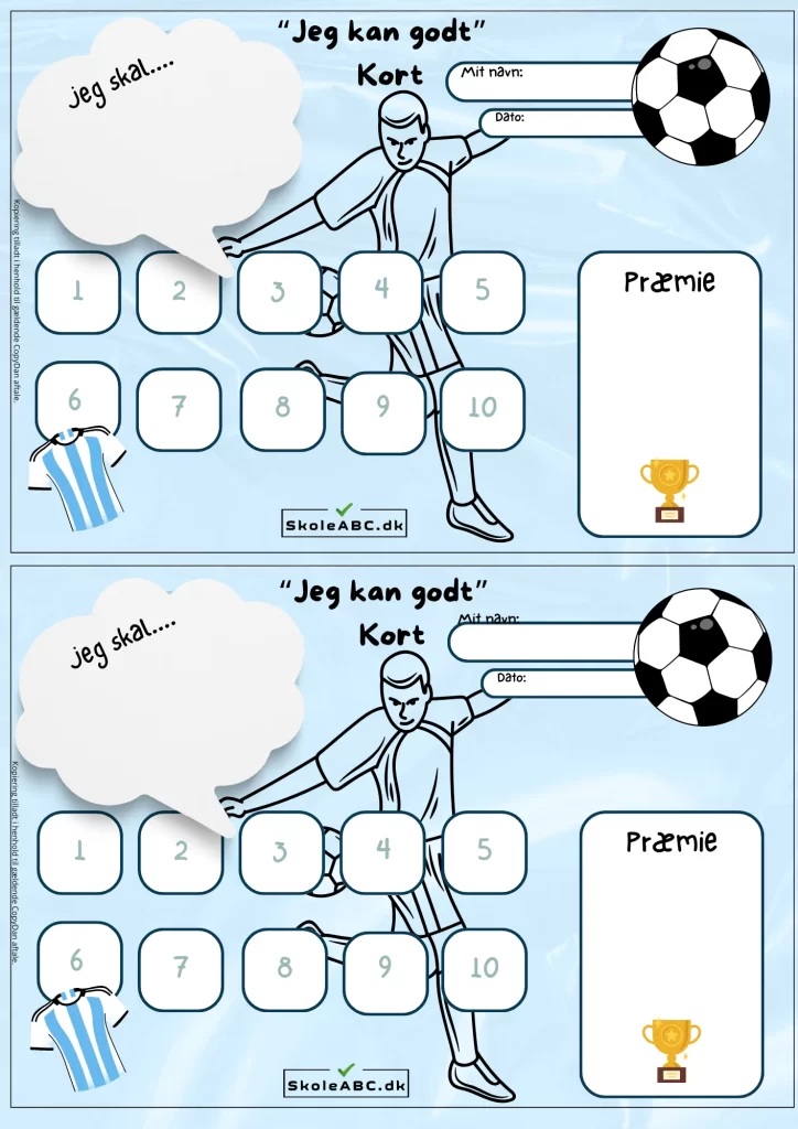 Beløningens- og Motivationskort – Fodbold