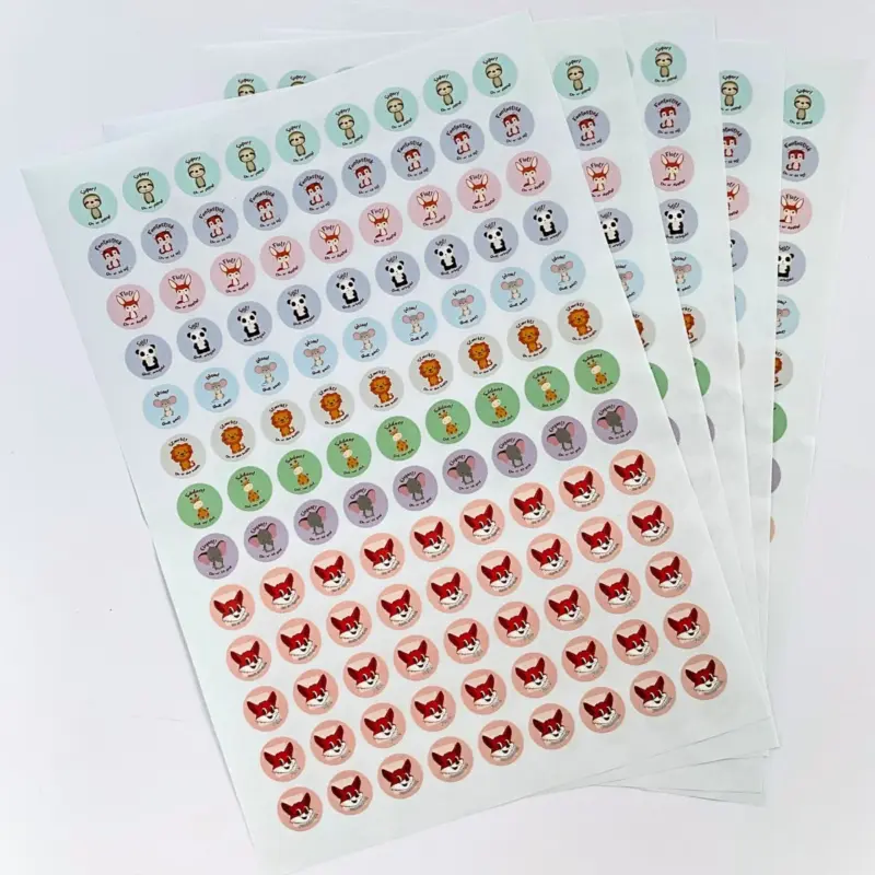 Klistermærker til Motivation med søde dyremotiver - 585 stk. pr. sæt