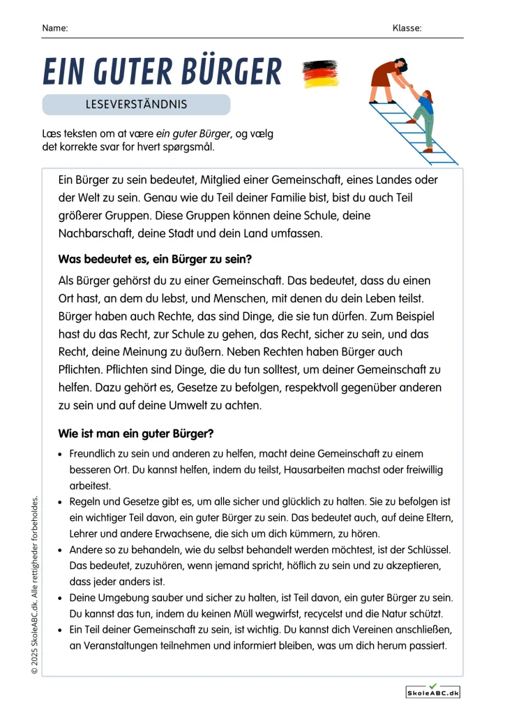 Læseforståelse – Ein Guter Bürger