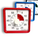 Lydløs timer i rød – et praktisk nedtællingsur til skole, hjem og køkken. Perfekt som time timer til opgaver, pligter og madlavning. CE-godkendt og robust design. Lille timer.