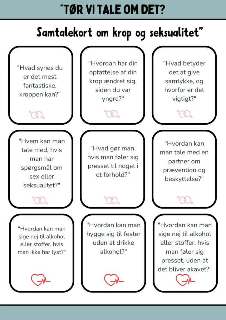 Samtalekort om krop og seksualitet – 7. – 9.klasse