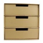 Opbevaringskasse med skuffer – naturkarton, A4