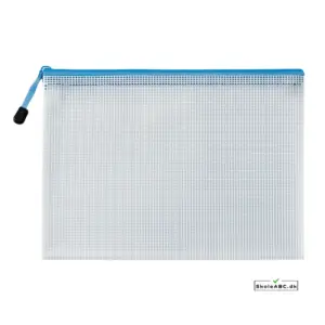 Lynlåslomme a4 fra skoleabc.dk. Blå udgave med gennemsigtig net design i pvc.