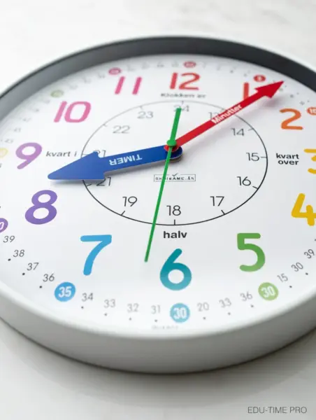 Læringsur 30 cm, hvid ramme, lær klokken, vægur til børn zoom