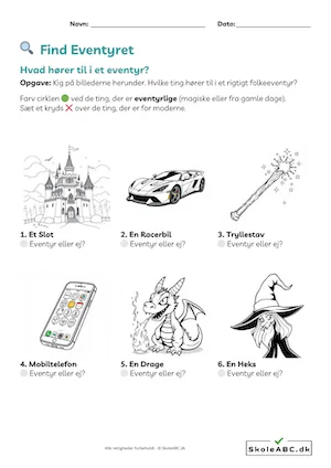 Opgaver til folkeeventyr til indskoling