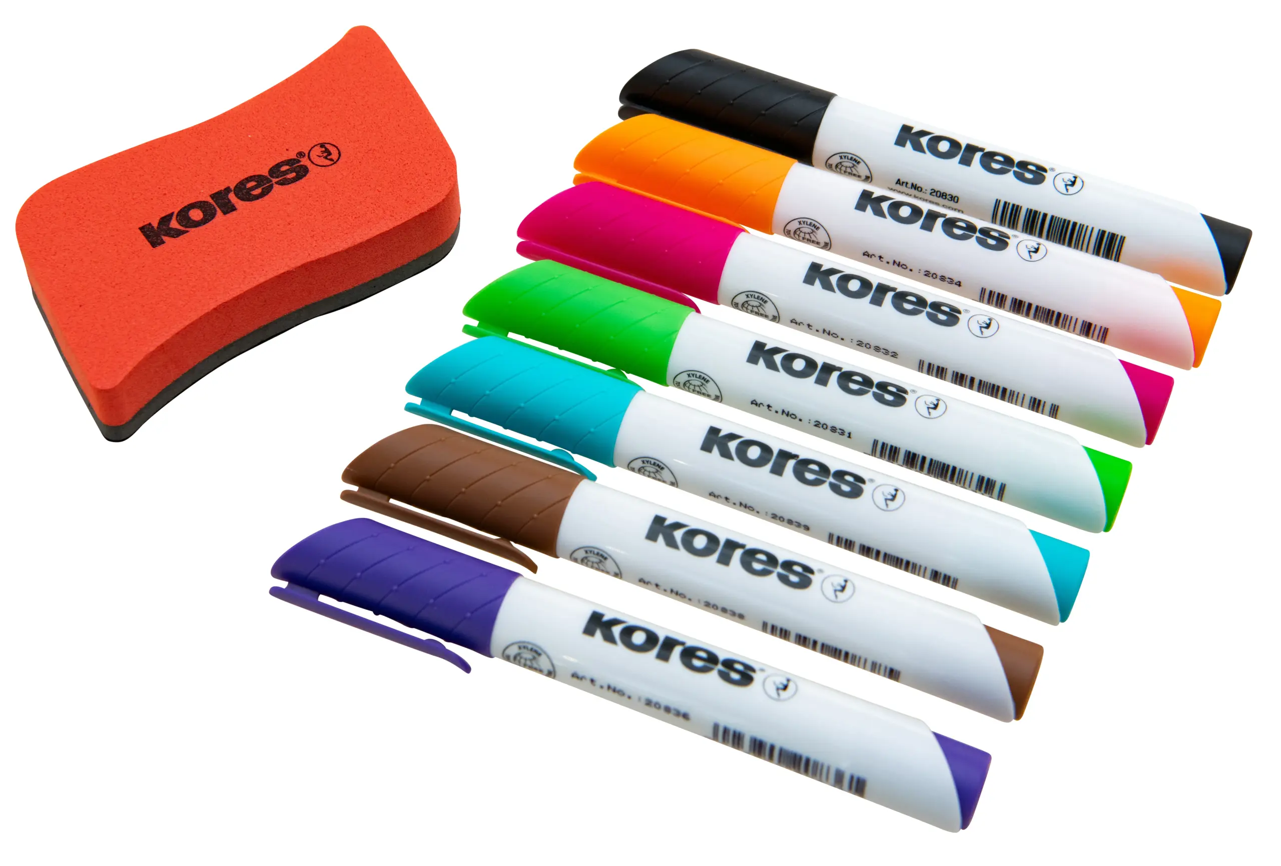 Kores® whiteboardmarkers med magnetisk tavlevisker