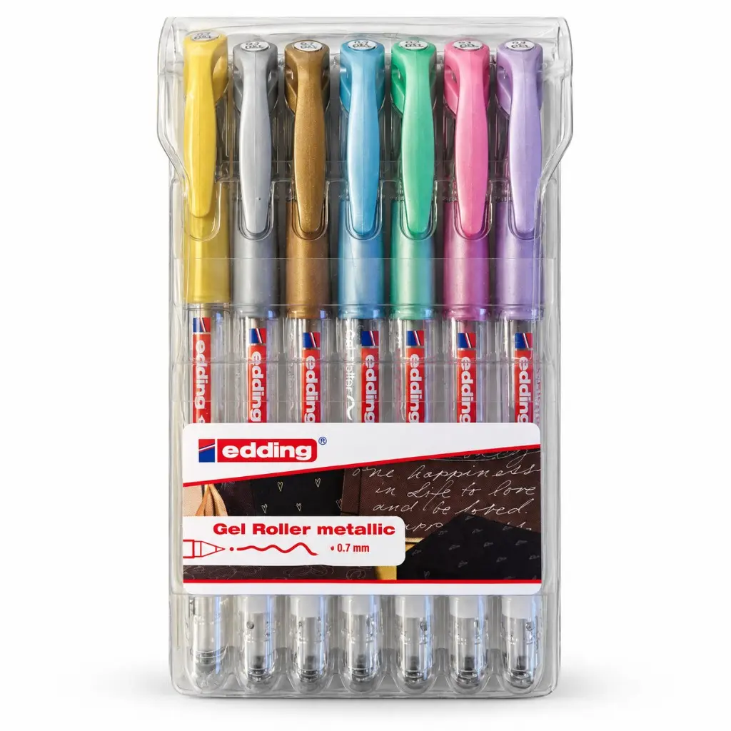 edding 2185 Metallic Gelpenne – 7 farver, 0,7 mm