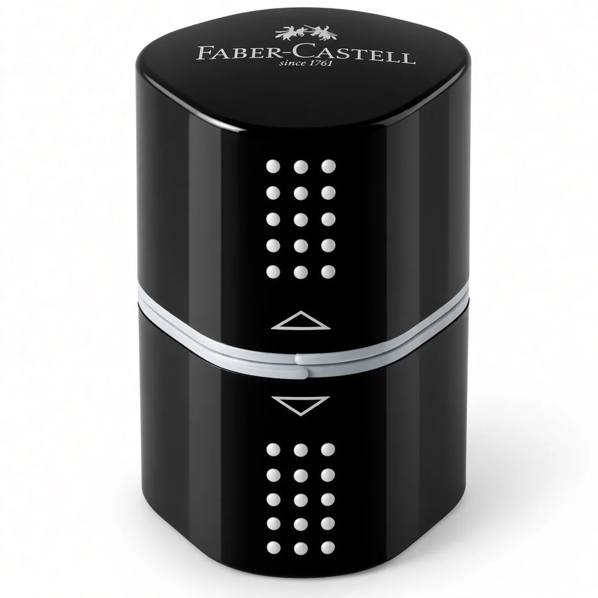 Faber-Castell Grip 2001 Trio – Blyantspidser med 3 huller, sort – billede 1