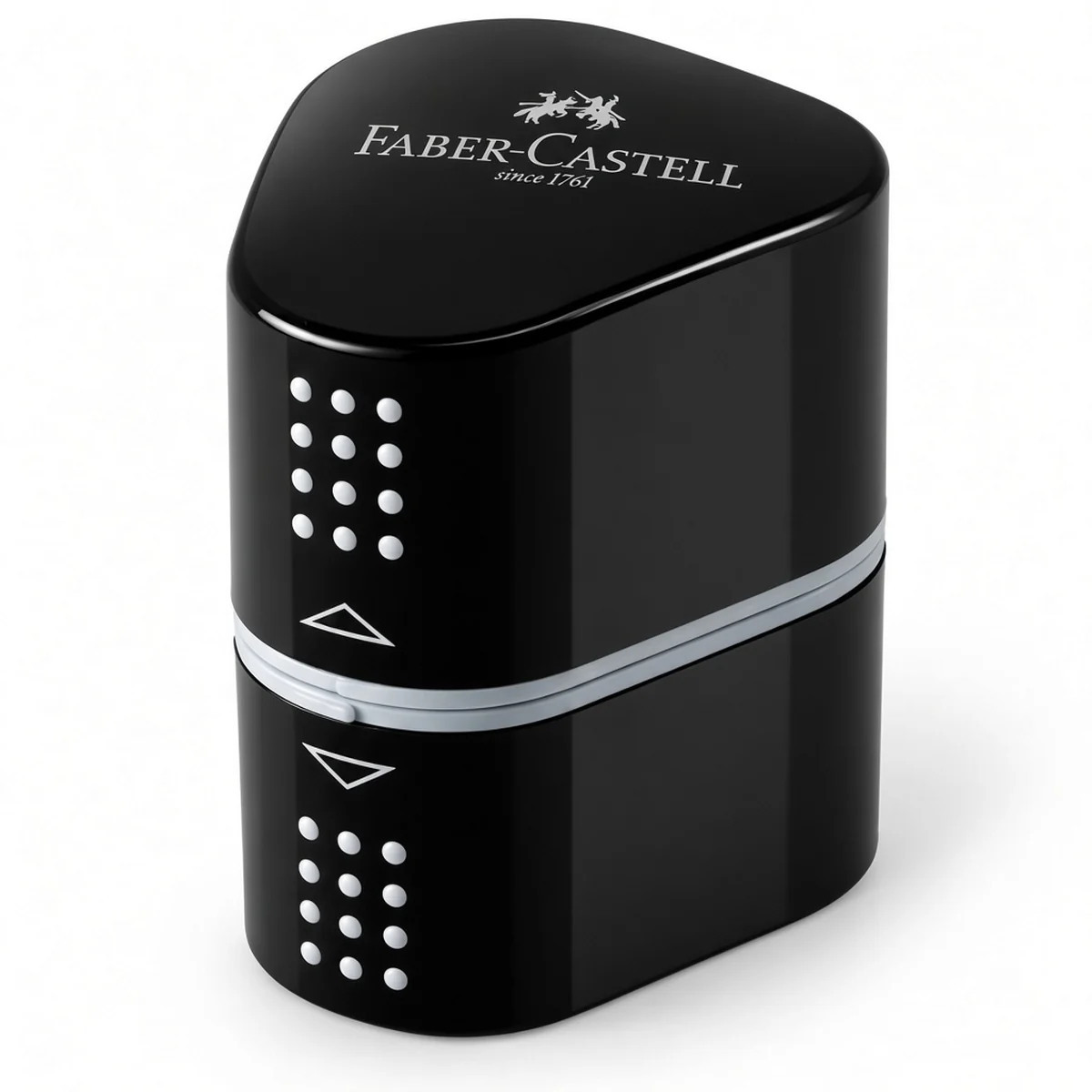Faber-Castell Grip 2001 Trio – Blyantspidser med 3 huller, sort – billede 2