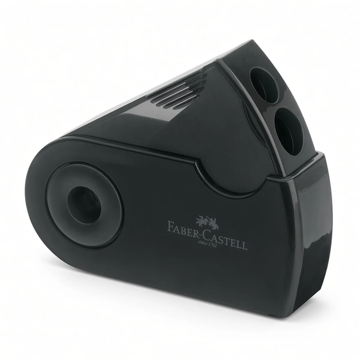 Faber-Castell Sleeve Dobbelt Blyantspidser – Med beholder, sort – billede 2