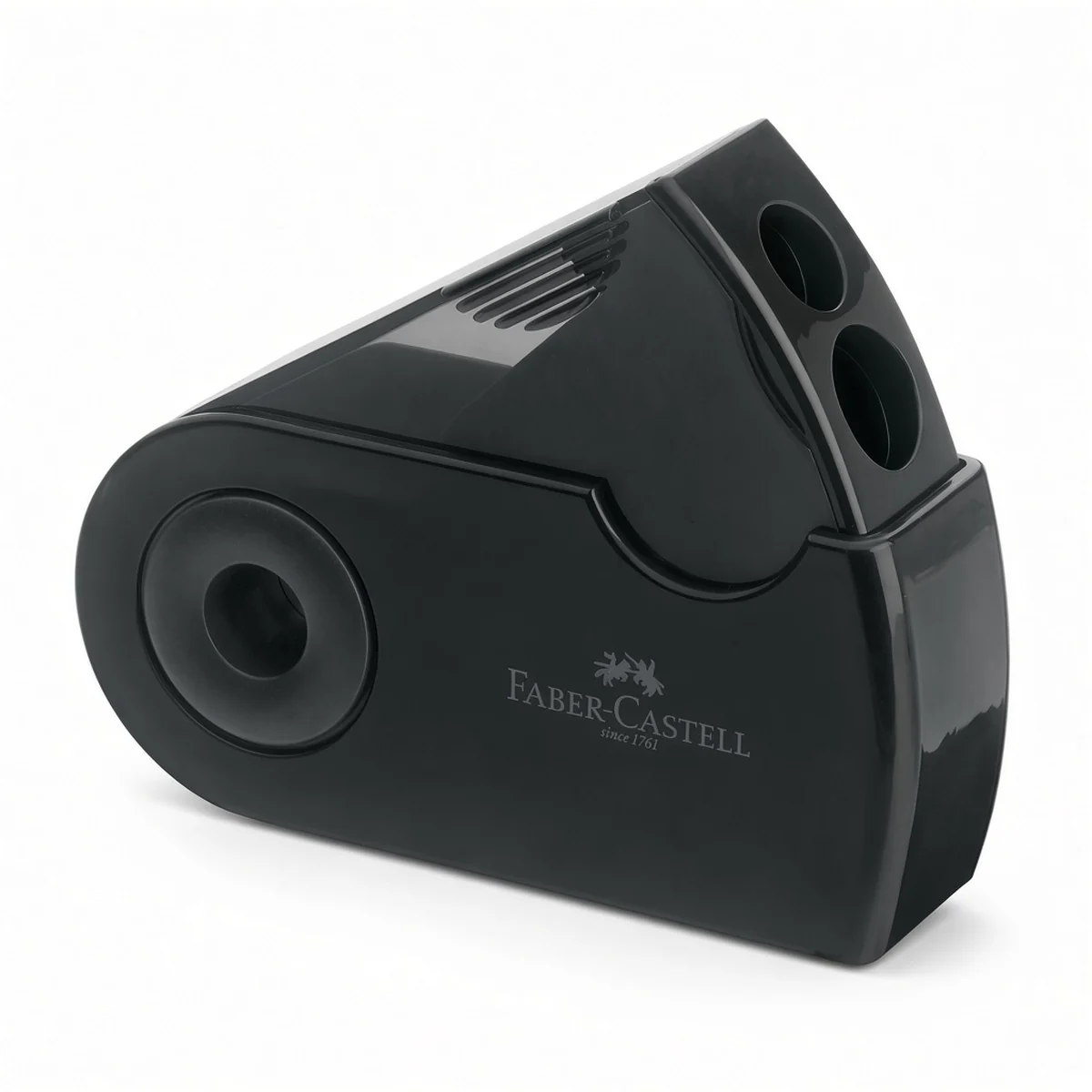 Faber-Castell Sleeve Dobbelt Blyantspidser – Med beholder, sort – billede 1