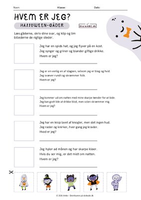 Forside af arket Halloween-gåder